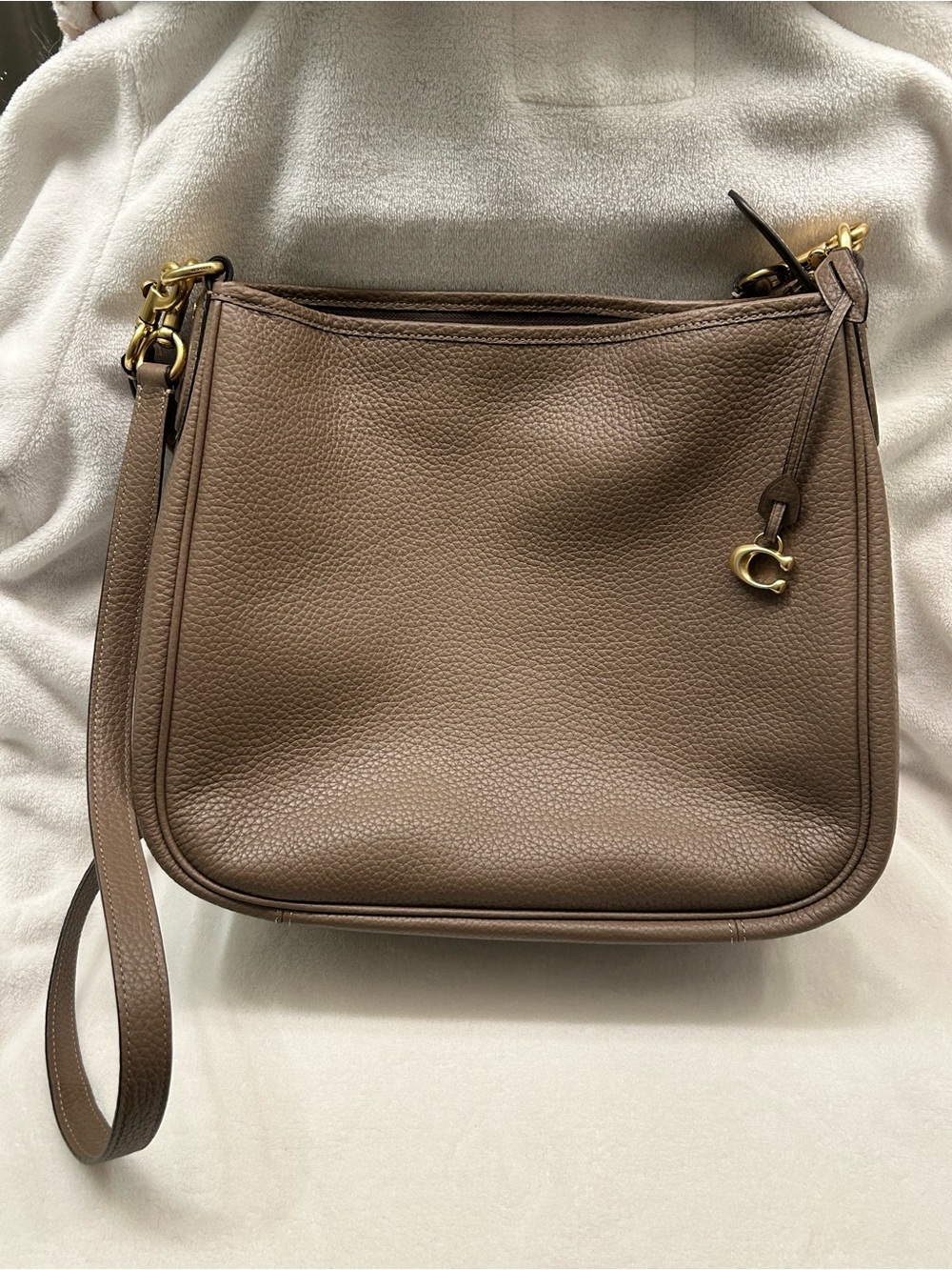 COACH Cary Dark Stone Pebbled Leather Crossbody Bag